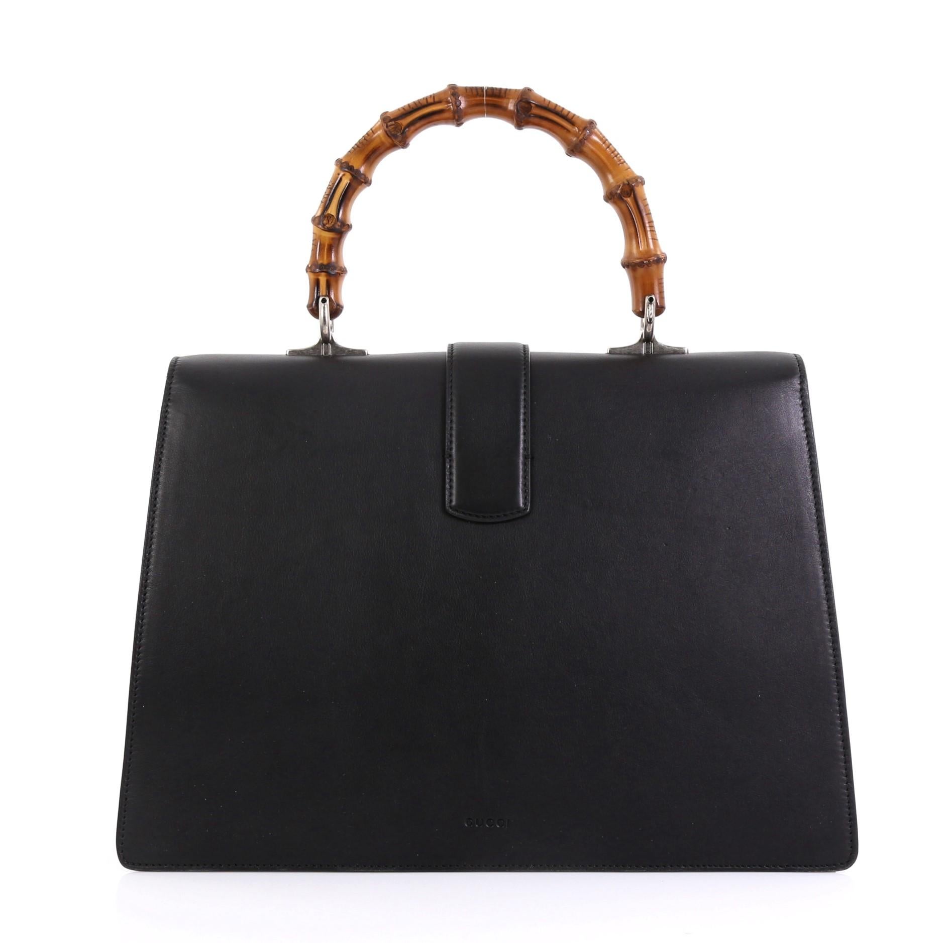 Gucci Dionysus Bamboo Top Handle Bag Embellished Leather Large In Good Condition In NY, NY