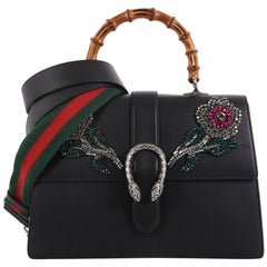 Gucci Dionysus Bamboo Top Handle Bag Embellished Leather Large