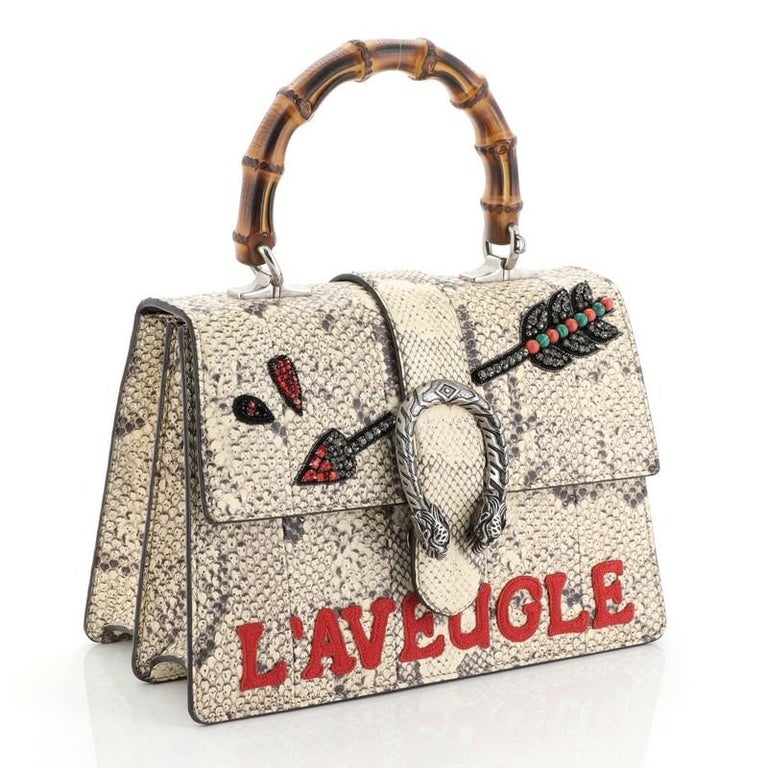 Gucci Dionysus Bamboo Top Handle Bag Embroidered Python Medium at 1stDibs