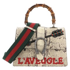 Gucci Dionysus Bamboo Top Handle Bag Embroidered Python Medium
