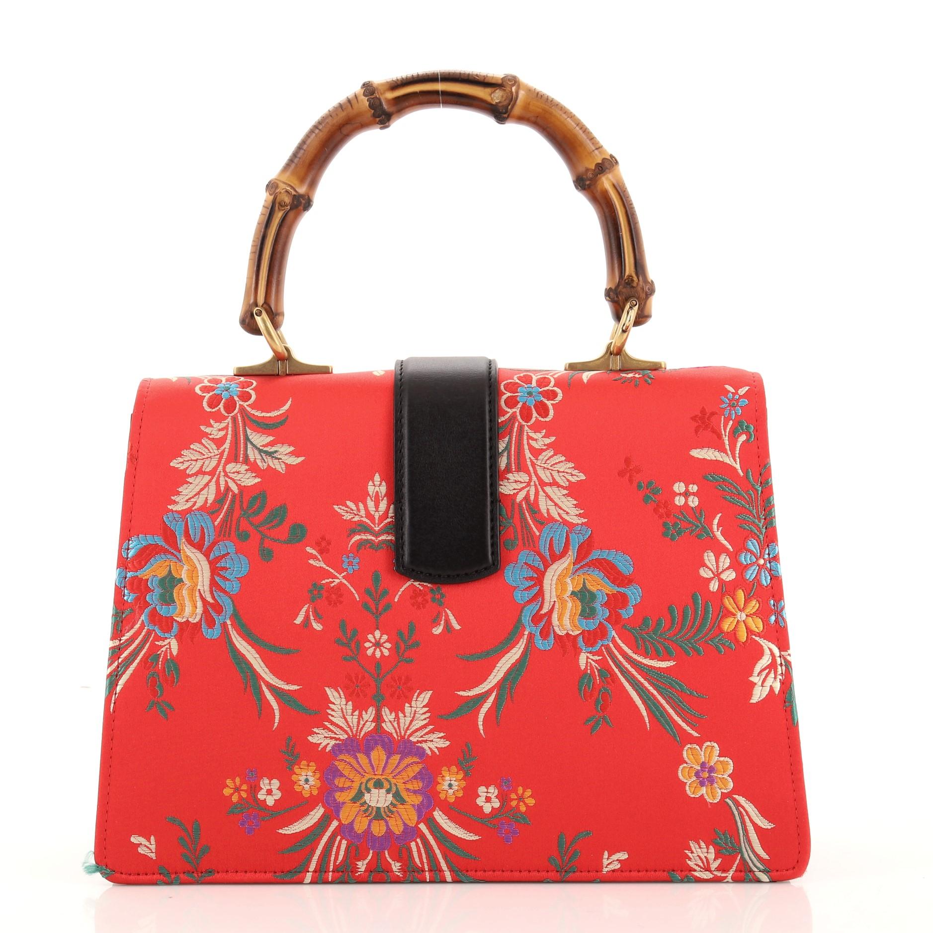 Gucci Dionysus Bambus Top Handle Bag Floral Jacquard mit Leder Medium im Zustand „Gut“ in NY, NY