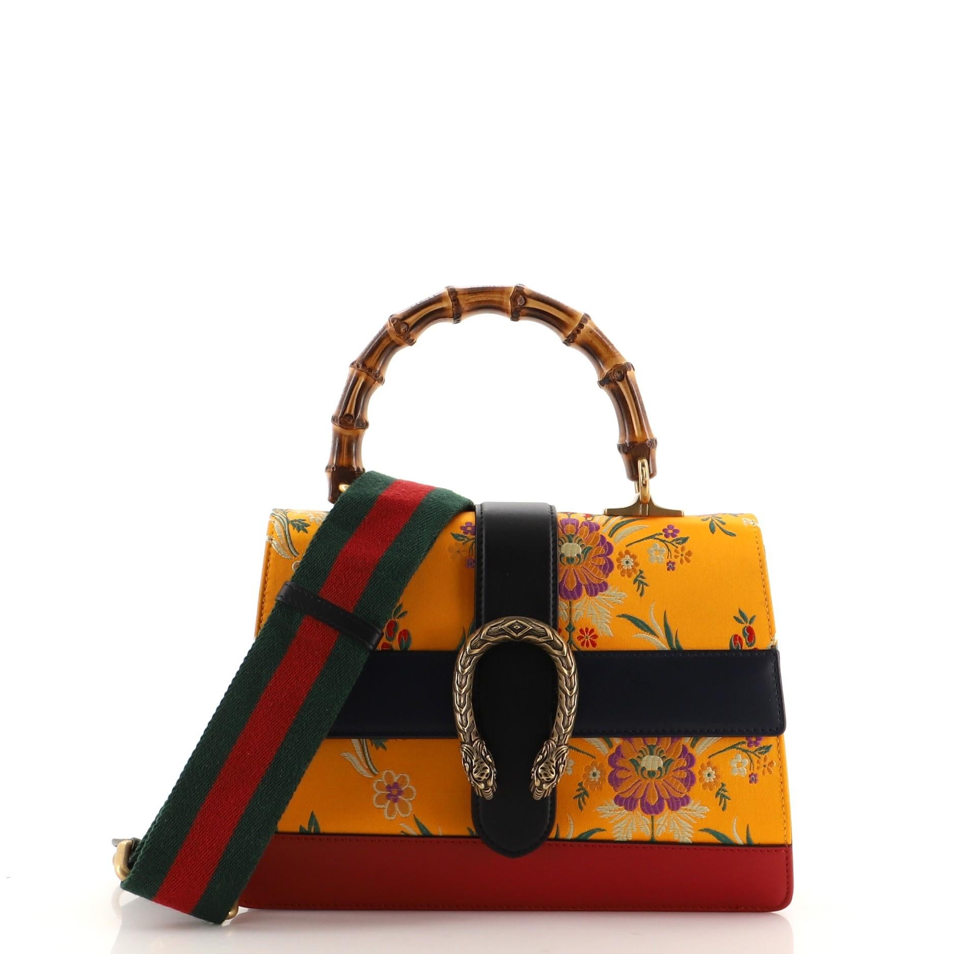 Gucci Dionysus Bamboo Top Handle Bag Floral Jacquard with Leather Medium