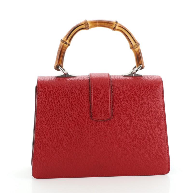 Red Gucci Dionysus Bamboo Top Handle Bag Leather Medium