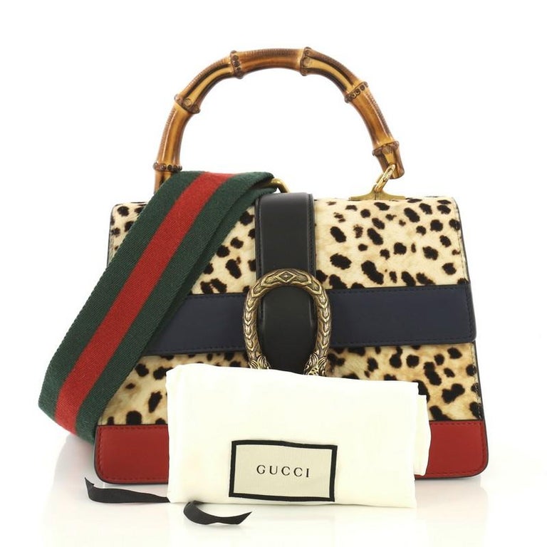 Gucci Dionysus Bamboo Top Handle Bag Printed Pony Hair with Leather Medium  at 1stDibs