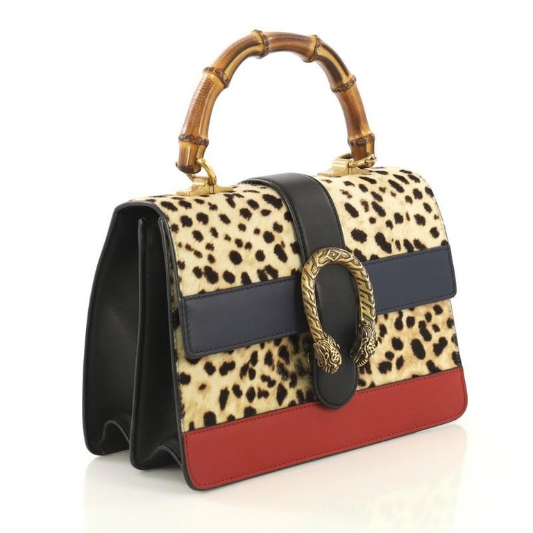Gucci Dionysus Bamboo Top Handle Bag Printed Pony Hair with Leather ...