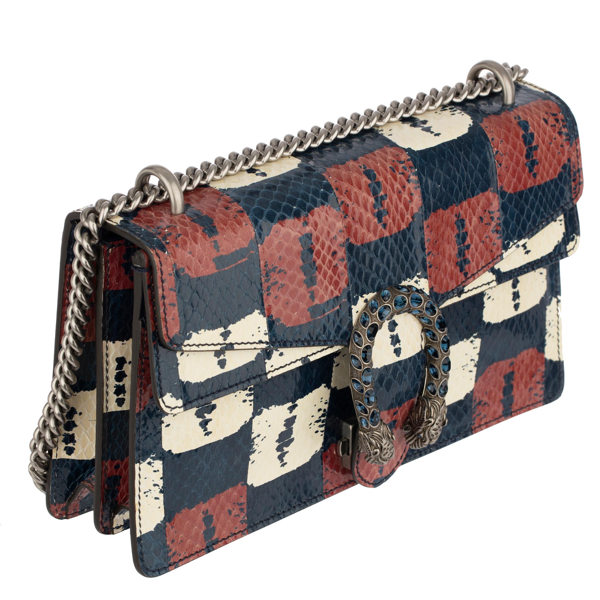 Women's Gucci Dionysus Blue, Red & White Python Shoulder Bag For Sale
