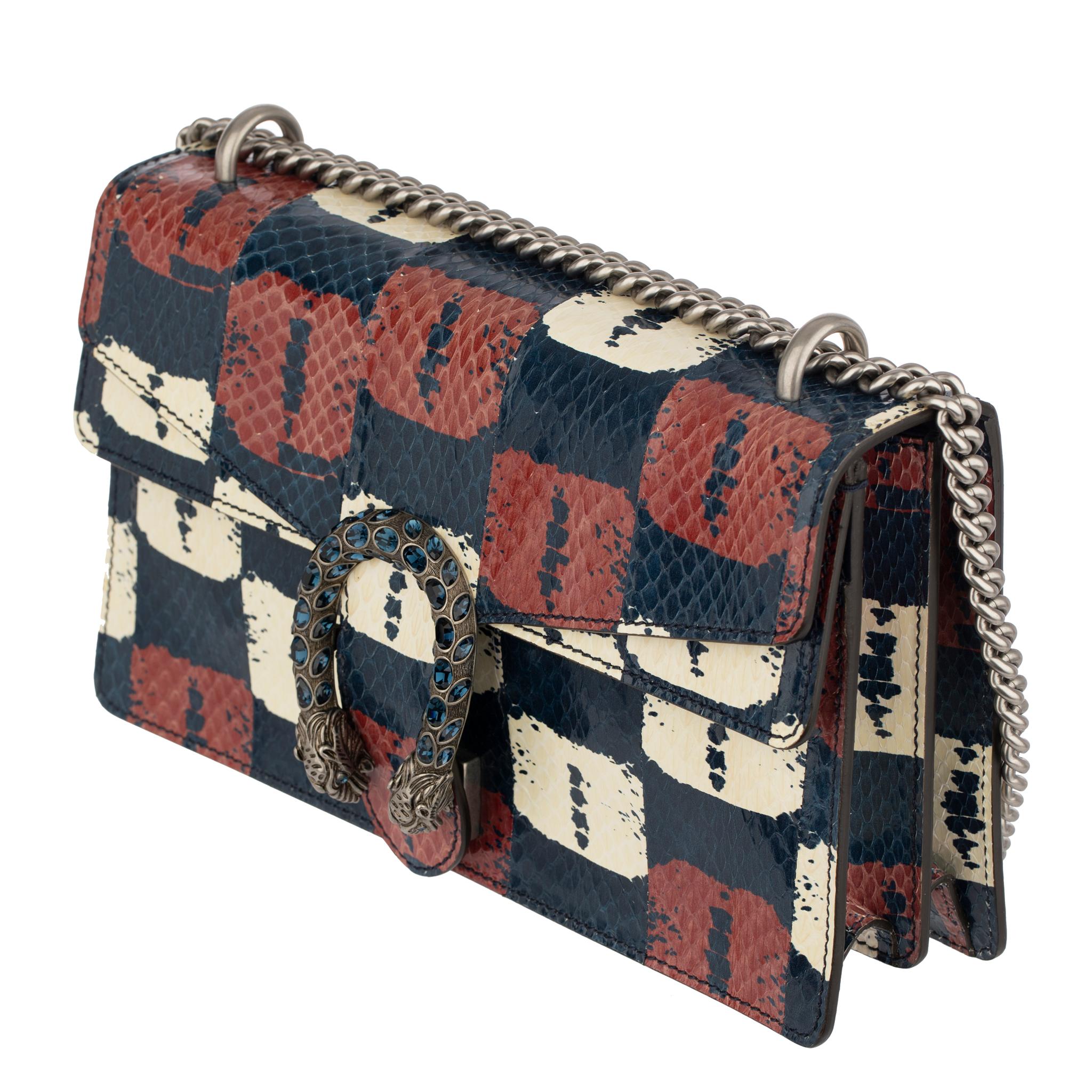 Gucci Dionysus Blue, Red & White Python Shoulder Bag For Sale 1