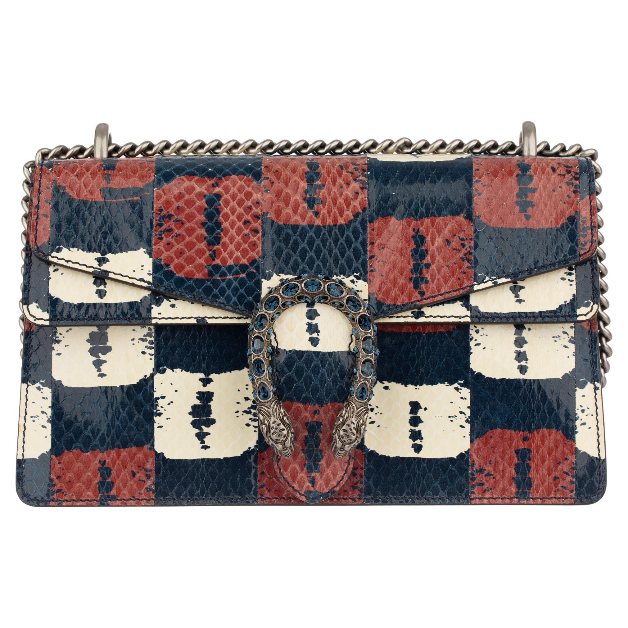 Gucci Dionysus Blue, Red & White Python Shoulder Bag For Sale