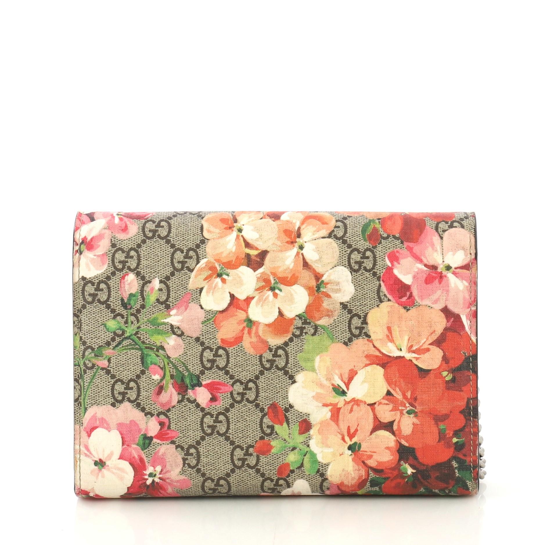 Gucci Dionysus Chain Wallet Blooms Print GG Coated Canvas Small In Good Condition In NY, NY