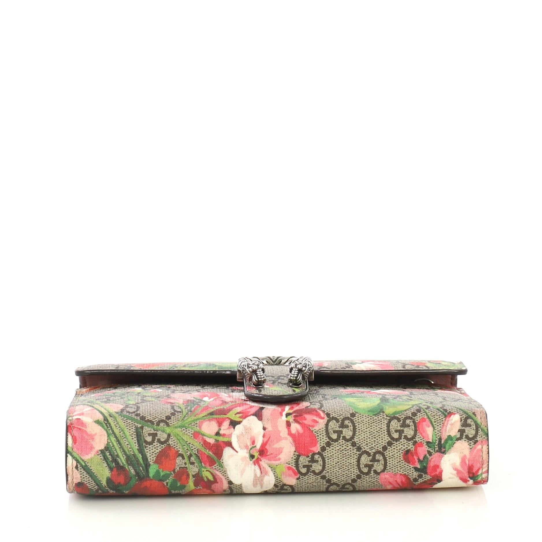 Women's Gucci Dionysus Chain Wallet Blooms Print GG Coated Canvas Small