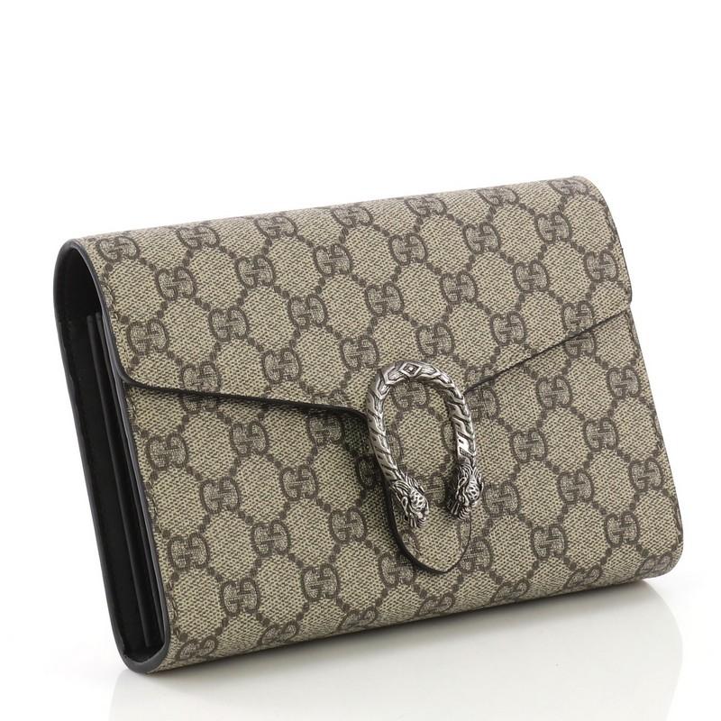 Gray Gucci Dionysus Chain Wallet GG Coated Canvas Small