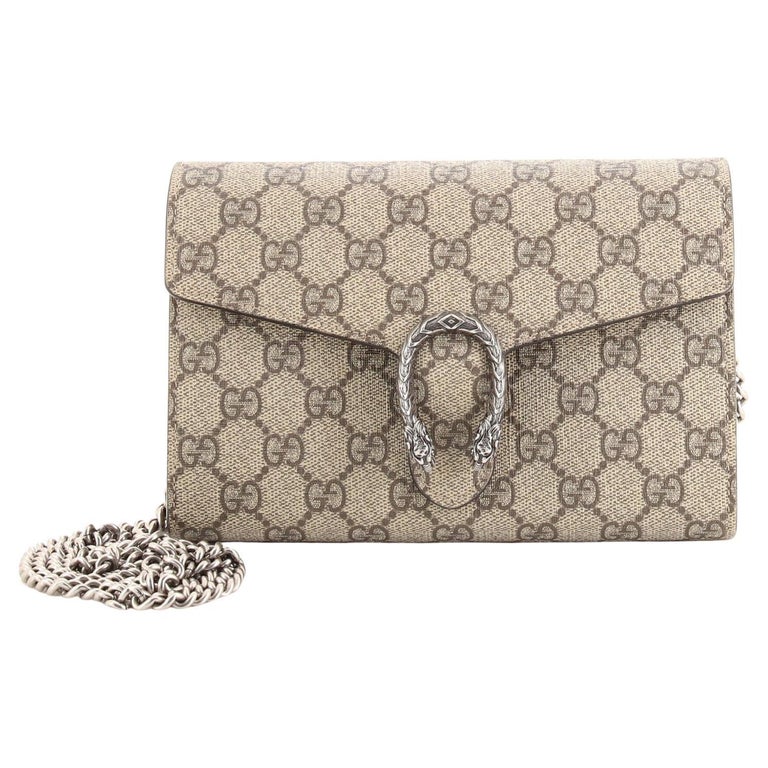 Gucci Jumbo Dionysus Wallet On Chain Brown Canvas and GG Original Leather