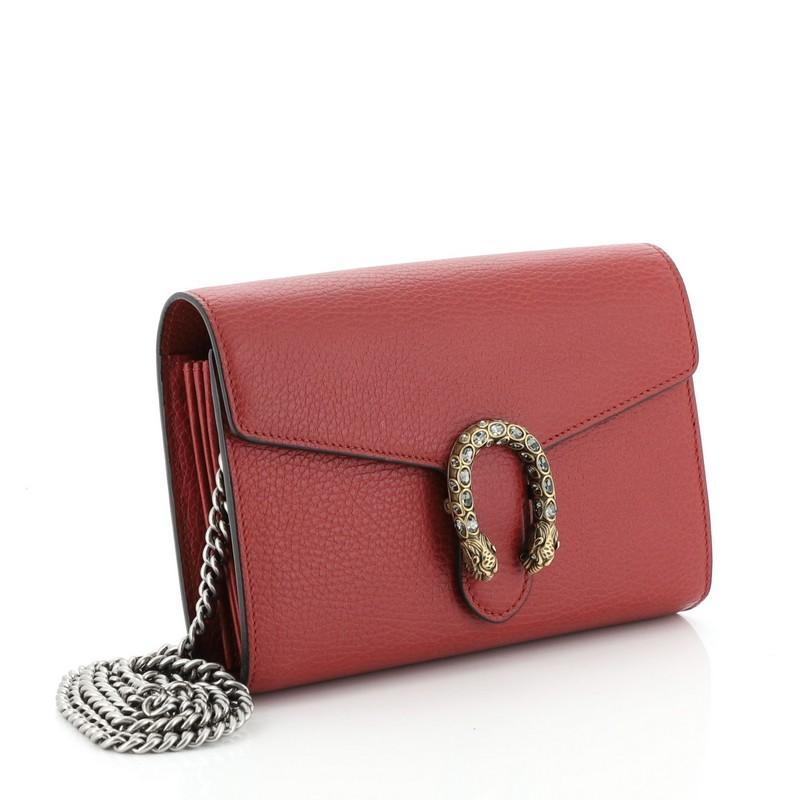 Red Gucci  Dionysus Chain Wallet Leather with Embellished Detail Small