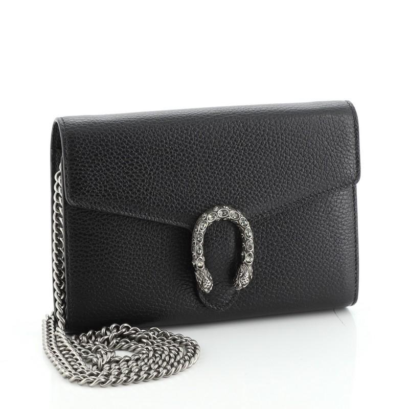 Black Gucci Dionysus Chain Wallet Leather with Embellished Detail Small