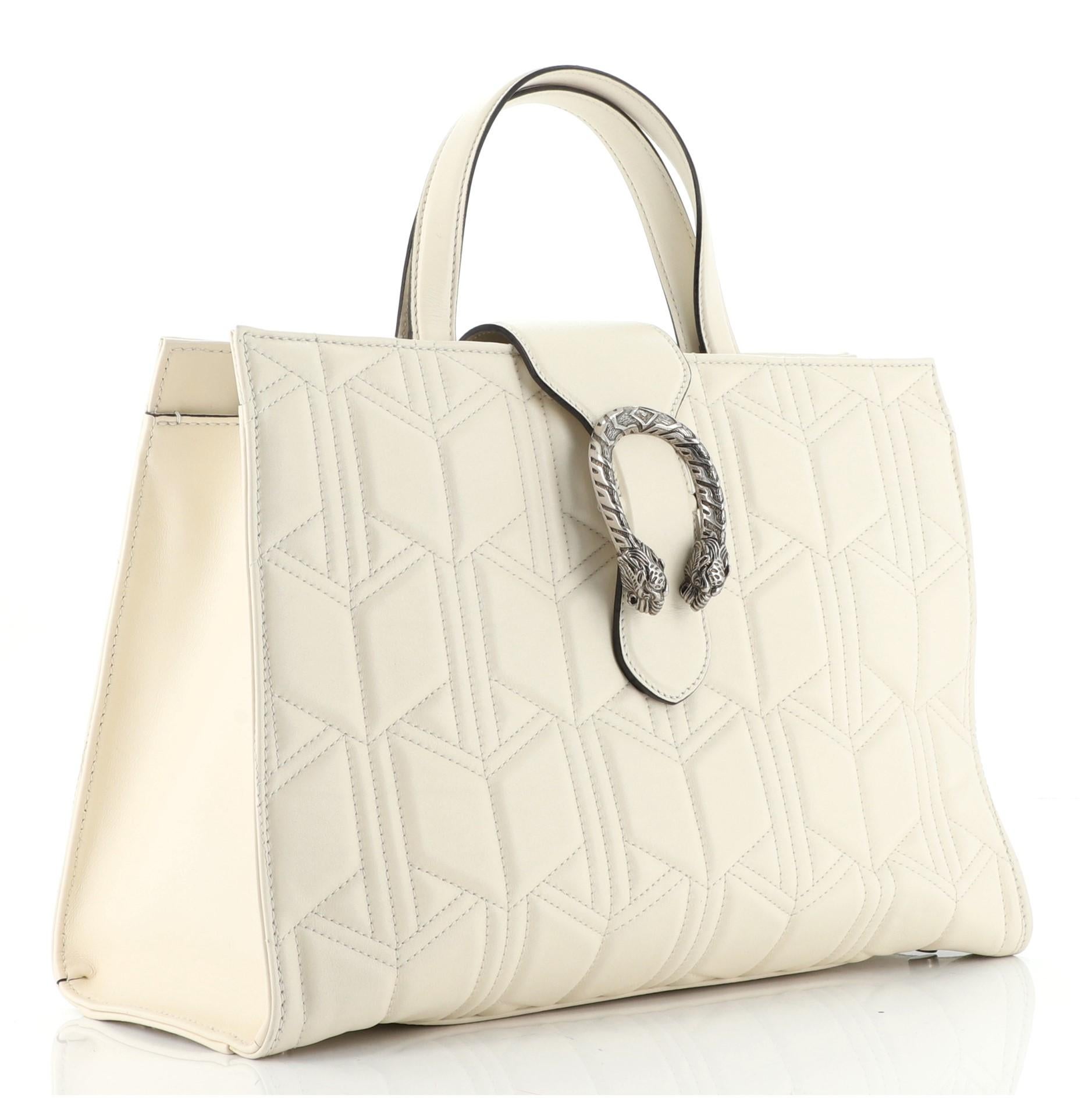 Beige Gucci Dionysus Convertible Tote Matelasse Leather Large