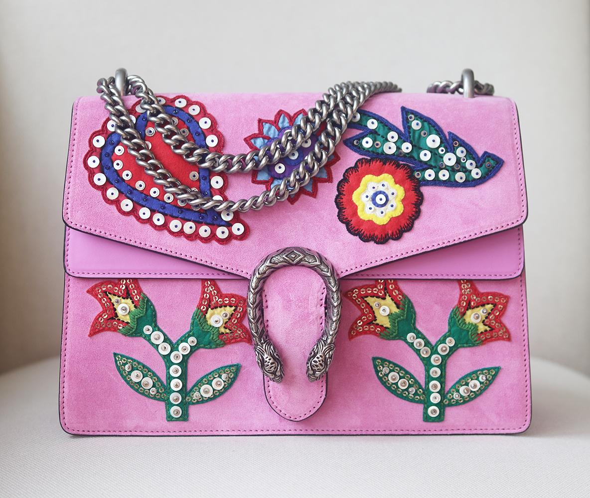 Gucci Dionysus Embroidered Suede Shoulder Bag For Sale at 1stDibs