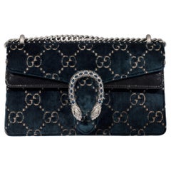 Gucci Dionysus GG Pattern Blue Velvet Shoulder Bag Small