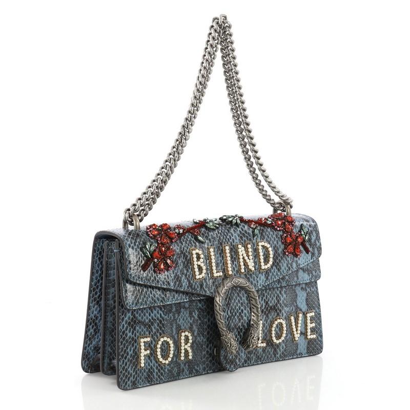 Gray Gucci Dionysus Handbag Embellished Python Small
