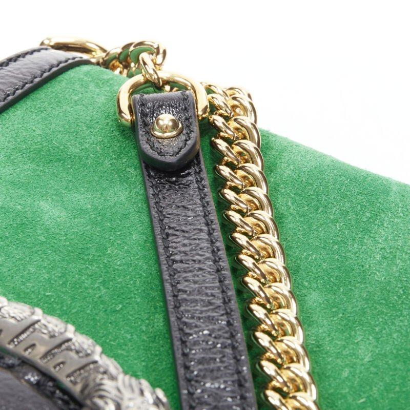 GUCCI Dionysus Kelly green suede black patent trimmed crossbody bucket bag For Sale 3