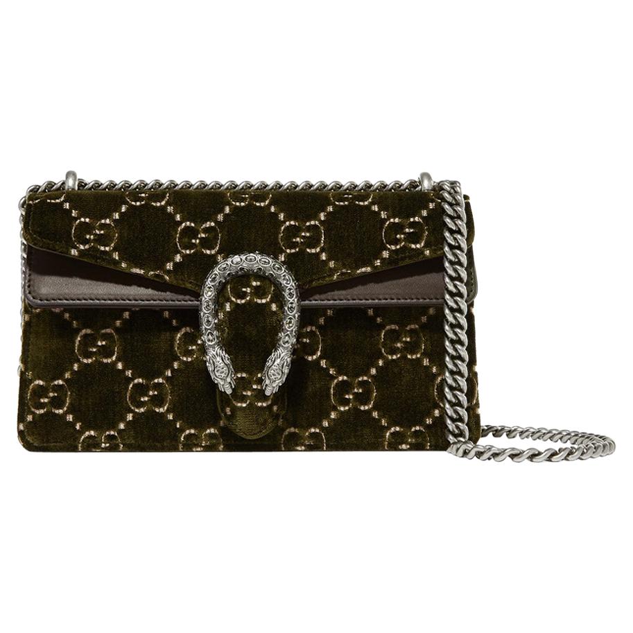 Gucci Dionysus Leather-Trimmed Embossed Velvet Shoulder Bag