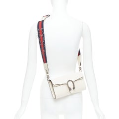 GUCCI Dionysus Mini cream textured leather chain crossbody flap bag
