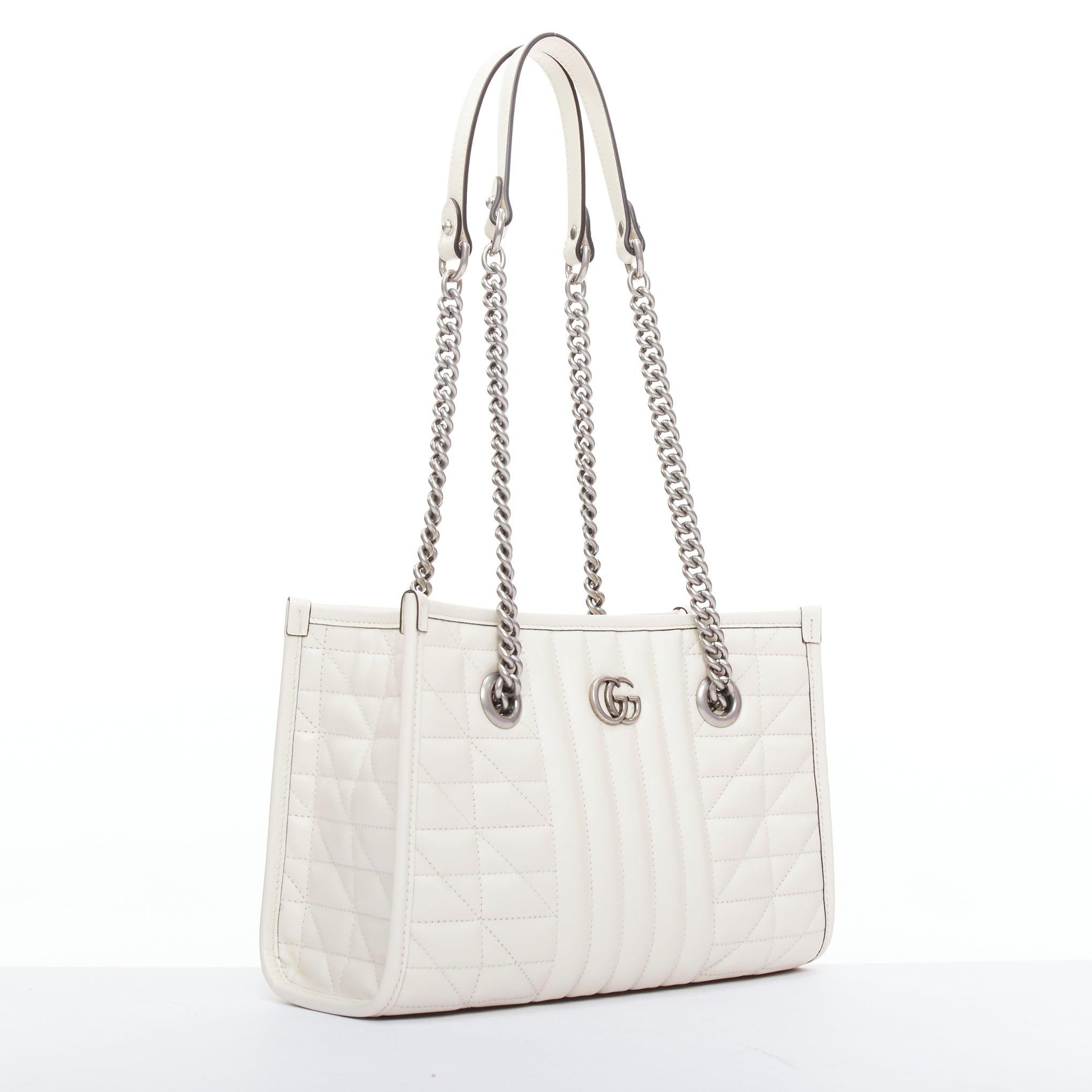 Gray GUCCI Dionysus Mini cream textured leather chain crossbody flap bag