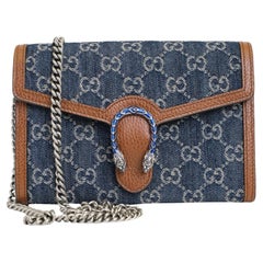 Gucci Dionysus Denim Clutch GG Supreme Blau
