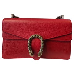 Gucci Dionysus Red leather silver and gold hardware shoulder bag