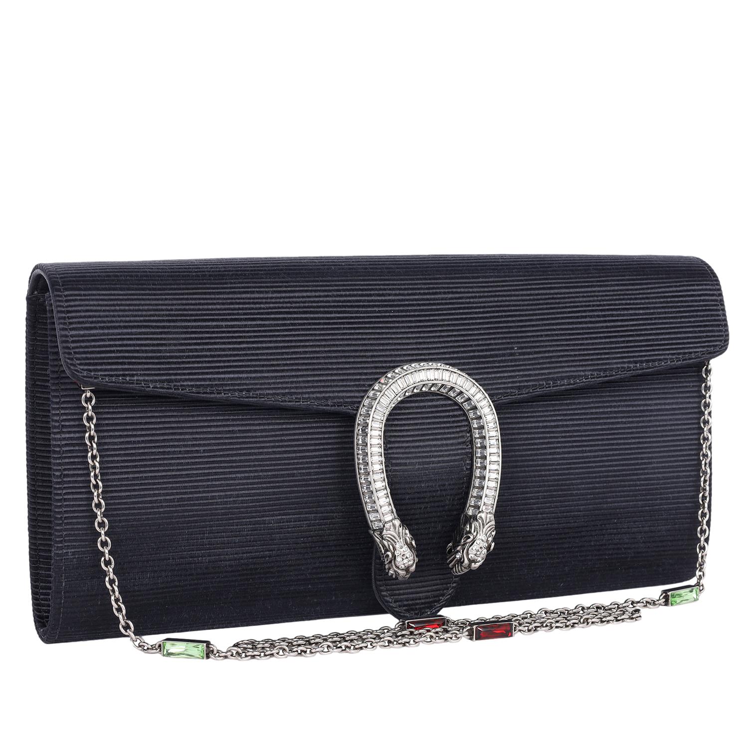 Bolso de hombro Dionisio Herradura de Cristal Satinado Acanalado Negro en Bueno estado para la venta en Salt Lake Cty, UT