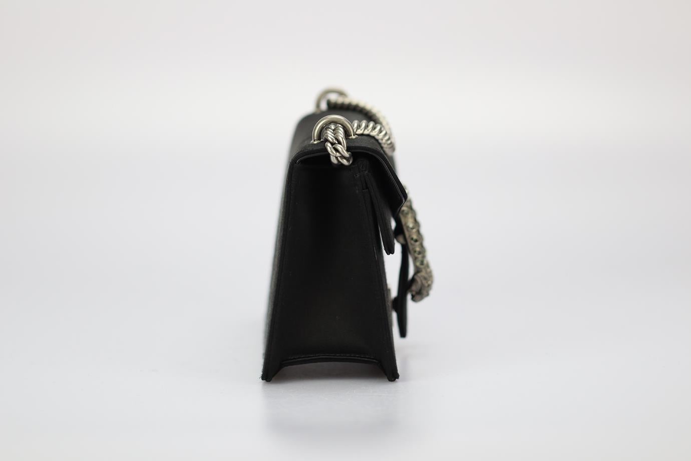 Black Gucci Dionysus Small Embellished Satin Shoulder Bag For Sale