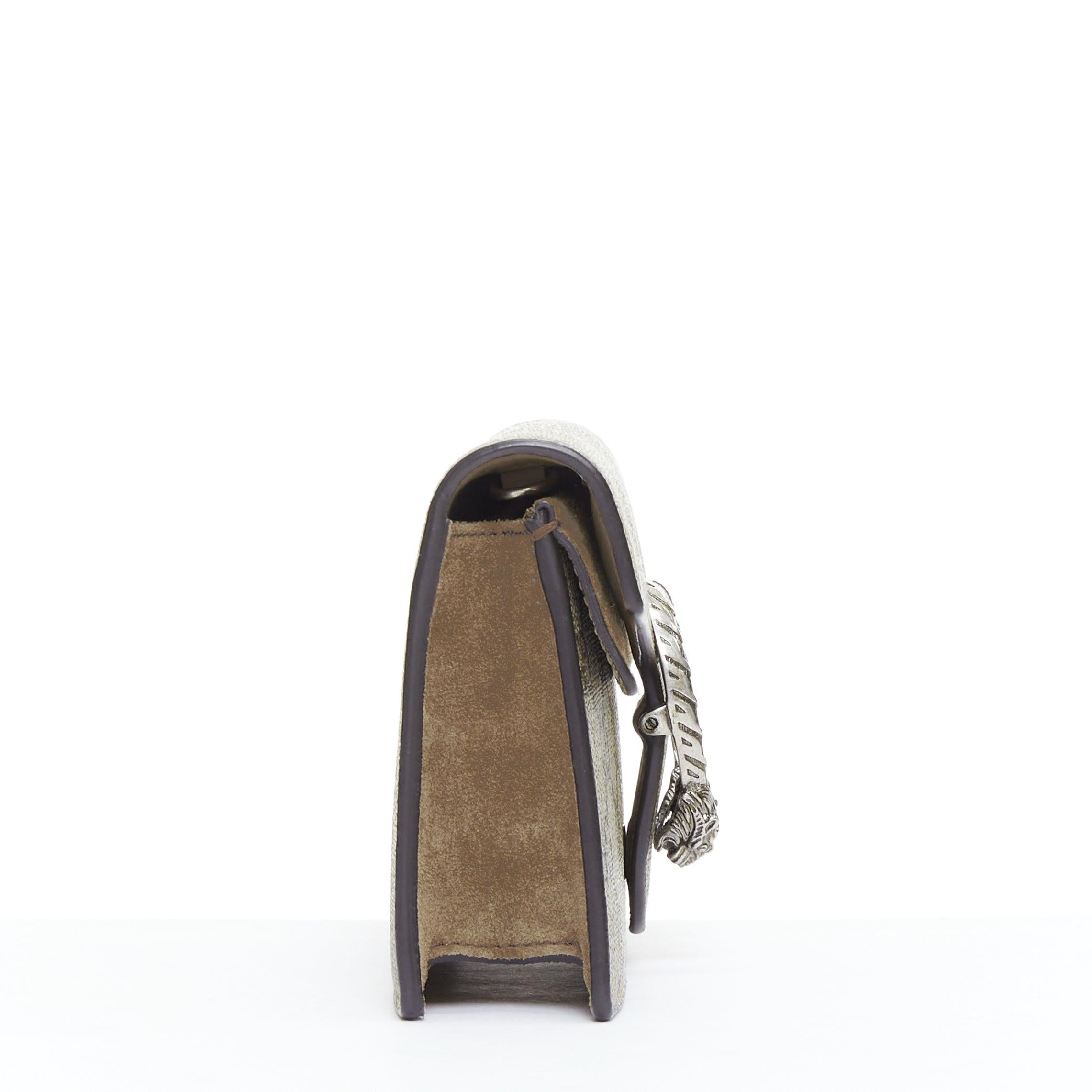 GUCCI Dionysus Supreme Super Mini beige monogram silver buckle crossbody bag In Good Condition For Sale In Hong Kong, NT
