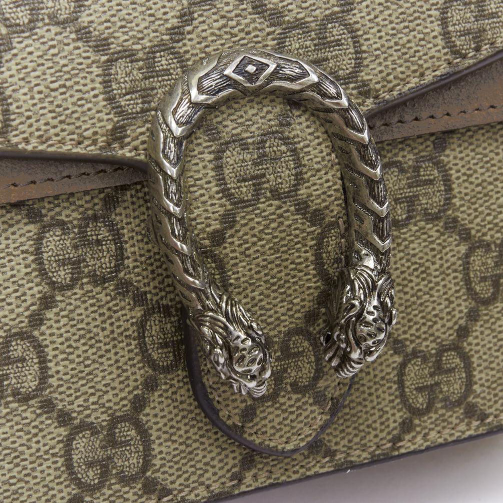 GUCCI Dionysus Supreme Super Mini beige monogram silver buckle crossbody bag For Sale 2