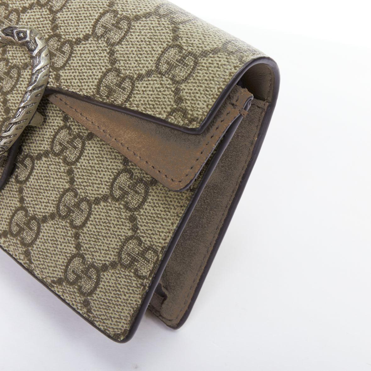 GUCCI Dionysus Supreme Super Mini beige monogram silver buckle crossbody bag For Sale 3