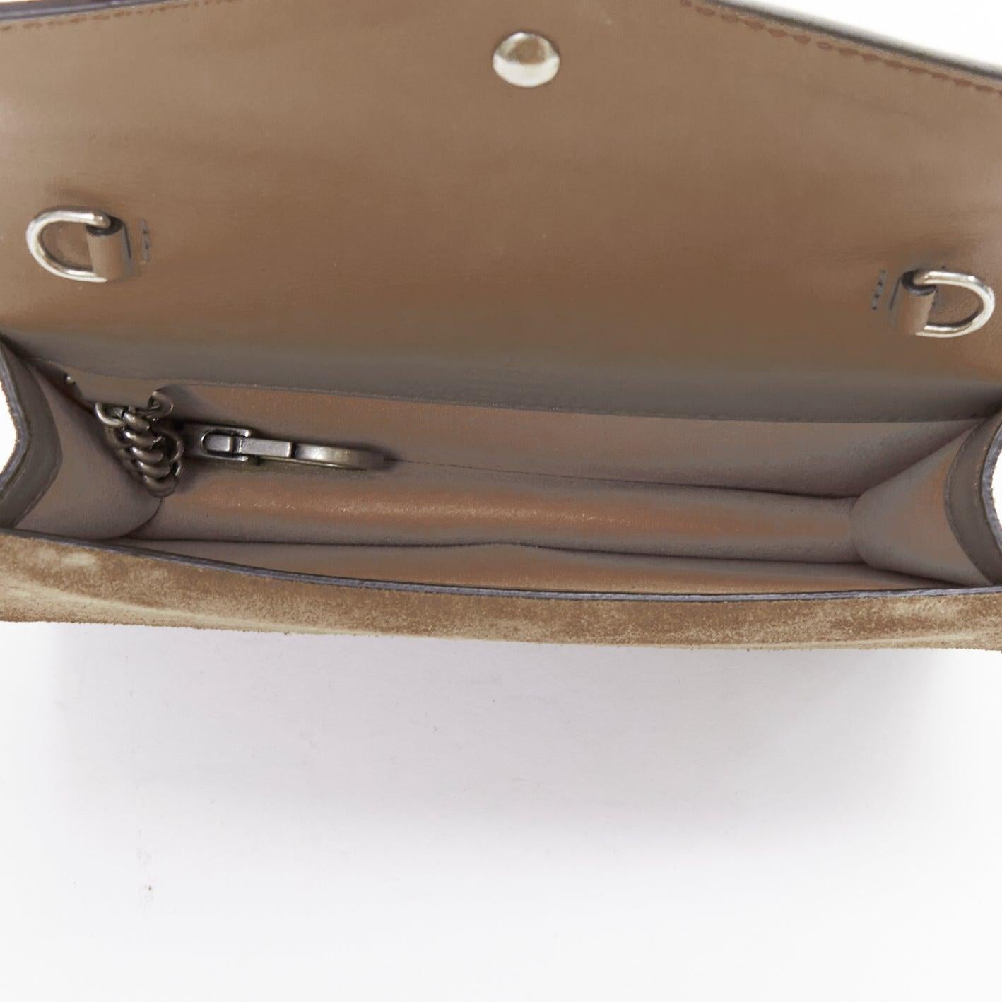 GUCCI Dionysus Supreme Super Mini beige monogram silver buckle crossbody bag For Sale 4
