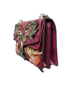 Gucci Dionysus Top Shoulder Bag Violet Leather Tiger Swarovski