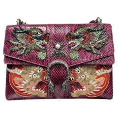 Gucci Dionysus Top Shoulder Bag Violet Leather Tiger Swarovski