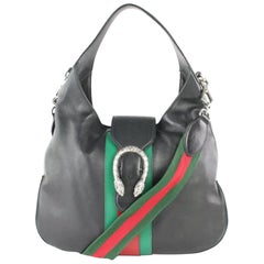 Vintage Gucci Dionysus Web 2way Hobo 8gj0111 Black Leather Shoulder Bag