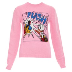 GUCCI DISNEY 2021 blue Donald Duck FLASH intarsia logo back pullover sweater 3XS