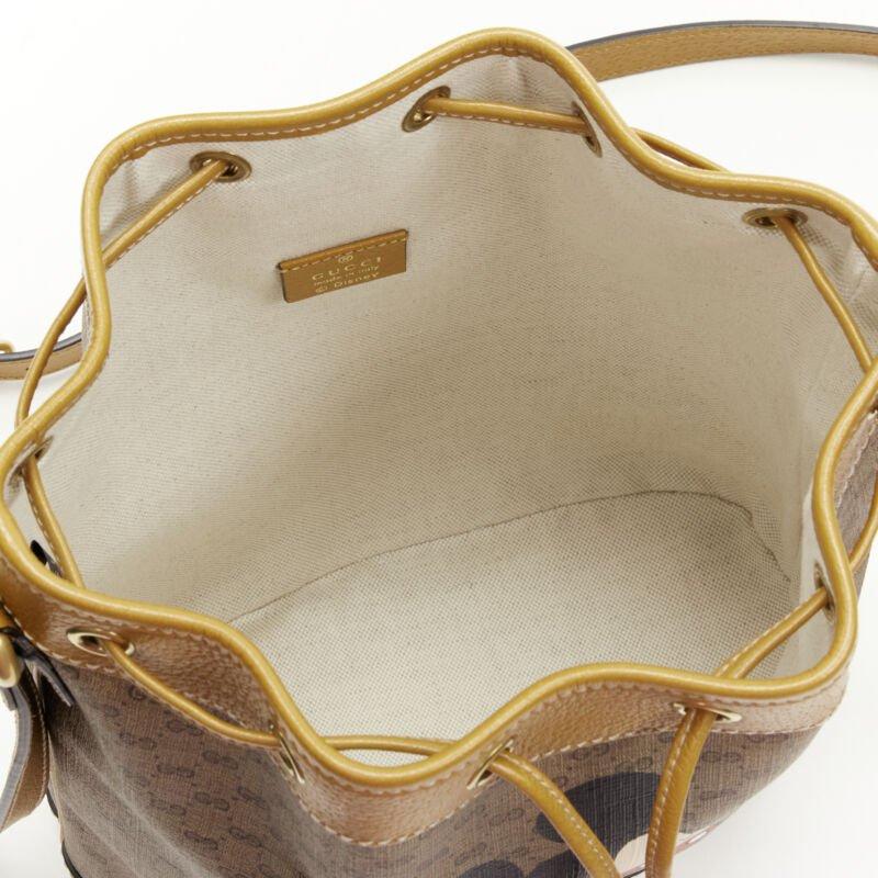 GUCCI DISNEY Candy GG Micky Mouse brown leather trim bucket bag For Sale 4