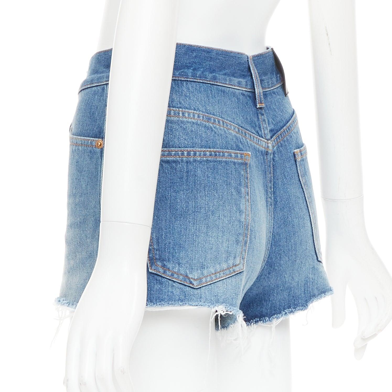Gucci Disney Donald Duck blue denim yellow patch cut off short 23
