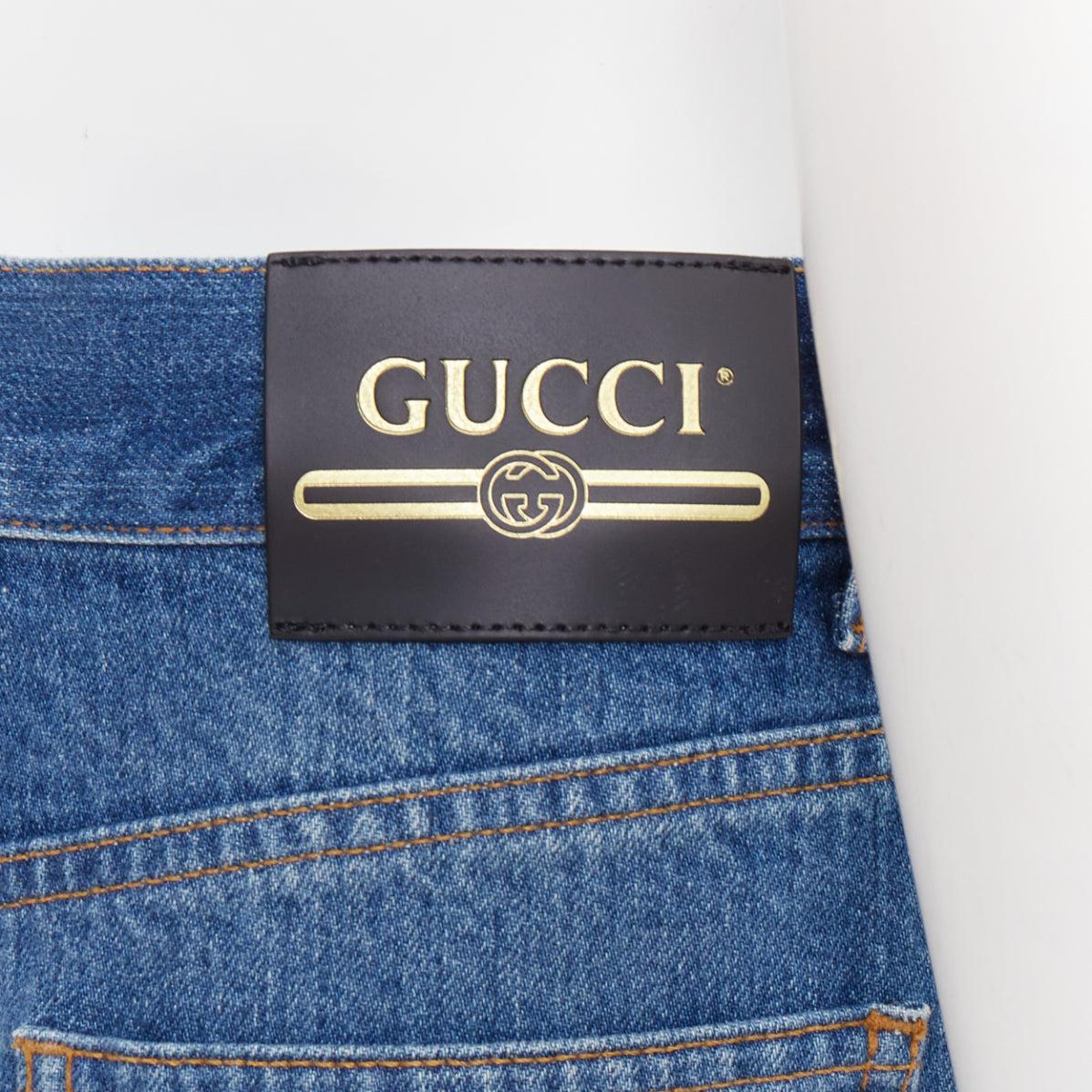 Gucci Disney Donald Duck blue denim yellow patch cut off short 23