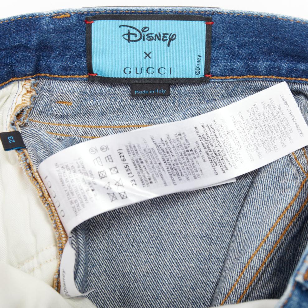 Gucci Disney Donald Duck blue denim yellow patch cut off short 23