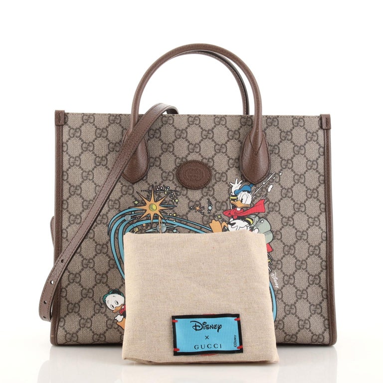 Gucci Disney Donald Duck Convertible Tote Printed GG Coated Canvas at ...