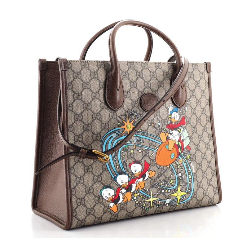 Gucci Disney Donald Duck Convertible Tote Printed GG Coated Canvas at ...