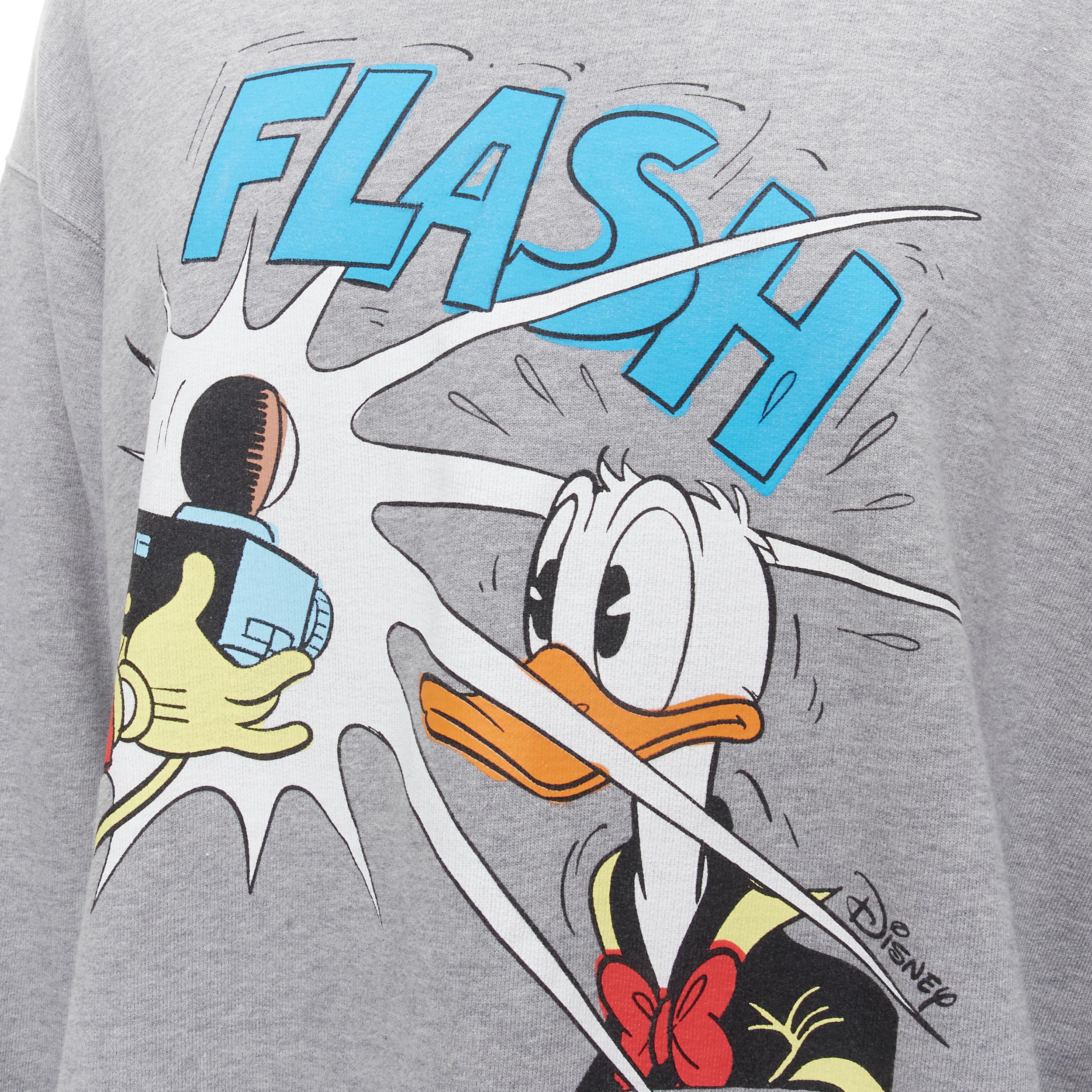 GUCCI DISNEY Donald Duck FLASH photography distressed oversized crew sweater L In Excellent Condition In Hong Kong, NT