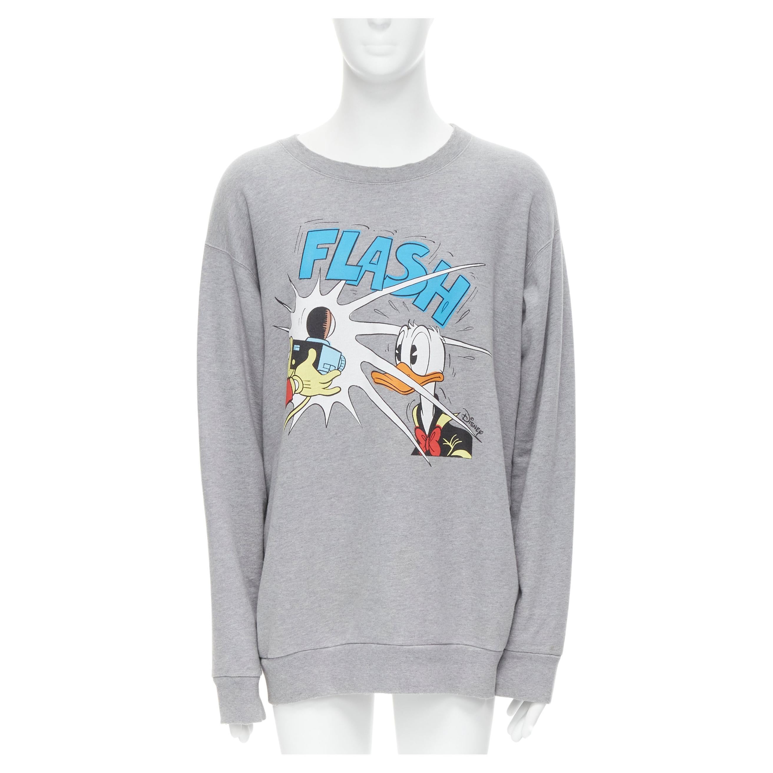 GUCCI DISNEY Donald Duck FLASH photography distressed oversized crew sweater L