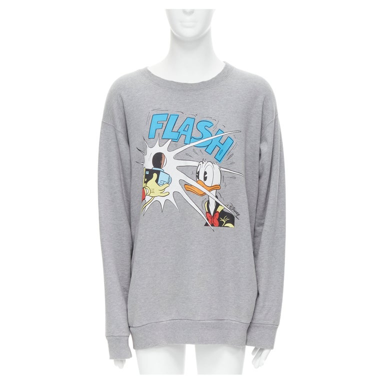 GUCCI DISNEY Donald Duck FLASH photography distressed oversized crew sweater  L at 1stDibs | gucci mickey sweater, oversized disney sweatshirt, gucci  disney flash