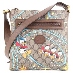 Gucci Disney Donald Duck Front Pocket Messenger Bag Printed GG Coated Canvas