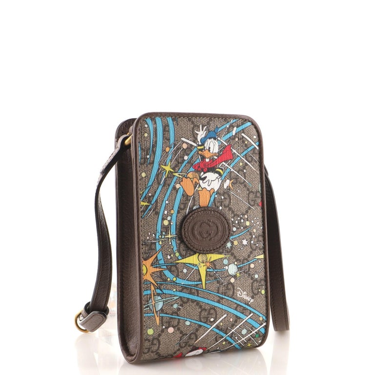 Gucci Disney Donald Duck Phone Case Crossbody Bag Printed GG Coated Canvas  at 1stDibs