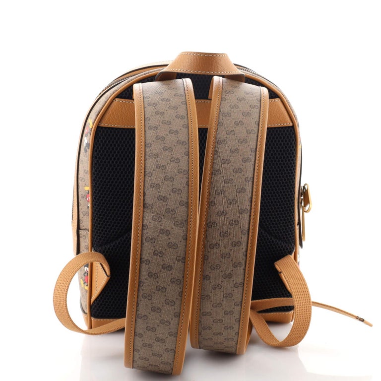 gucci mini backpack mickey mouse Micro GG Supreme Disney PVC Beige 603730 Auth 146074SM Moir and microfibre lining Disney GG Supreme Round Backpack,